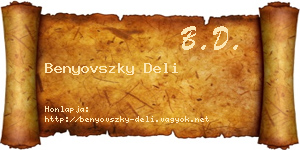 Benyovszky Deli névjegykártya